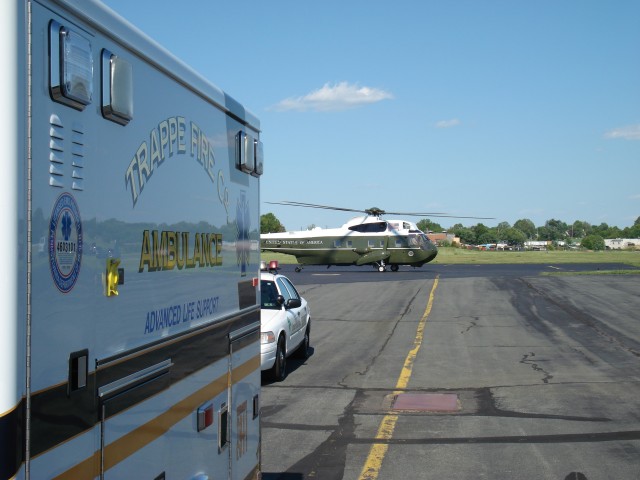 Trappe EMS protecting the President in Jan. 2006
Note Marine one in the background.